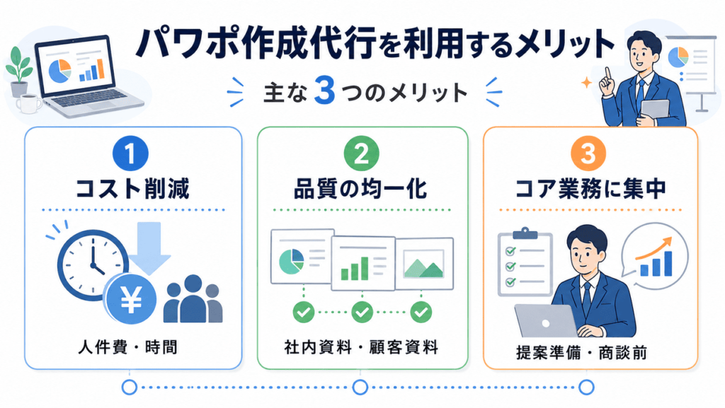 パワポ作成代行を利用するメリット