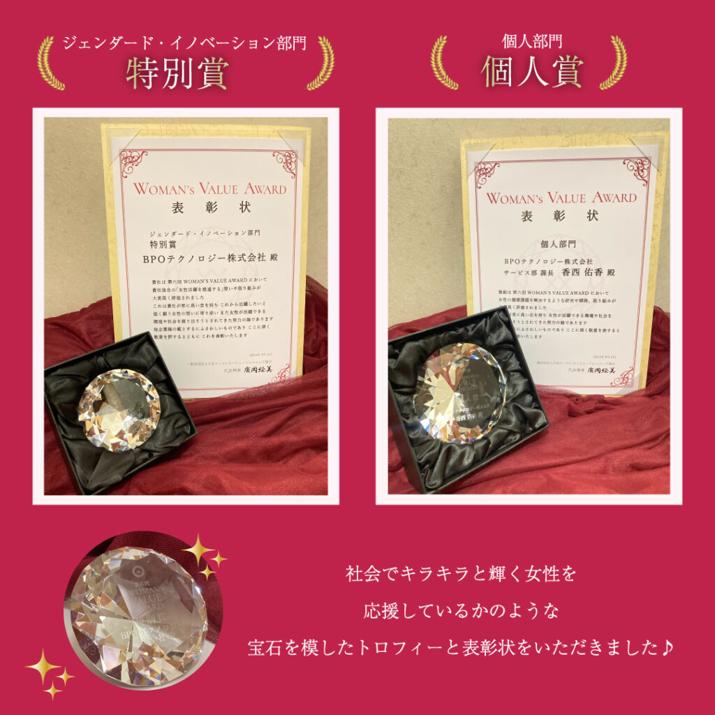 受賞に際しいただいた賞状と美しい盾